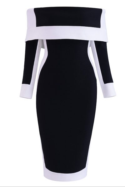 Monochrome Off-Shoulder Dress