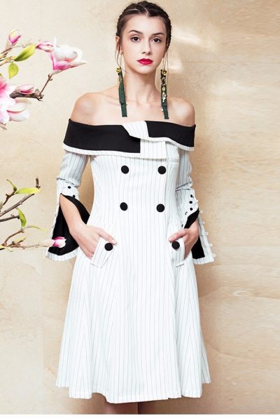 Black & White Stripes Empress Dress