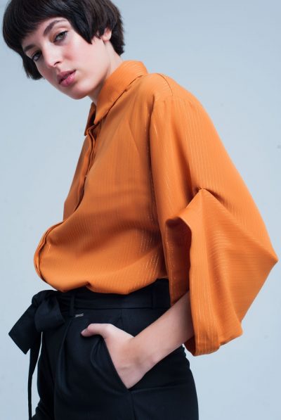 Orange Shirt Blouse