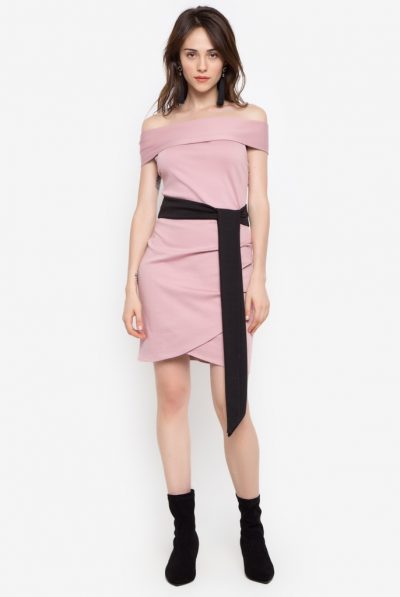 Dusty Rose Off-Shoulder Dress