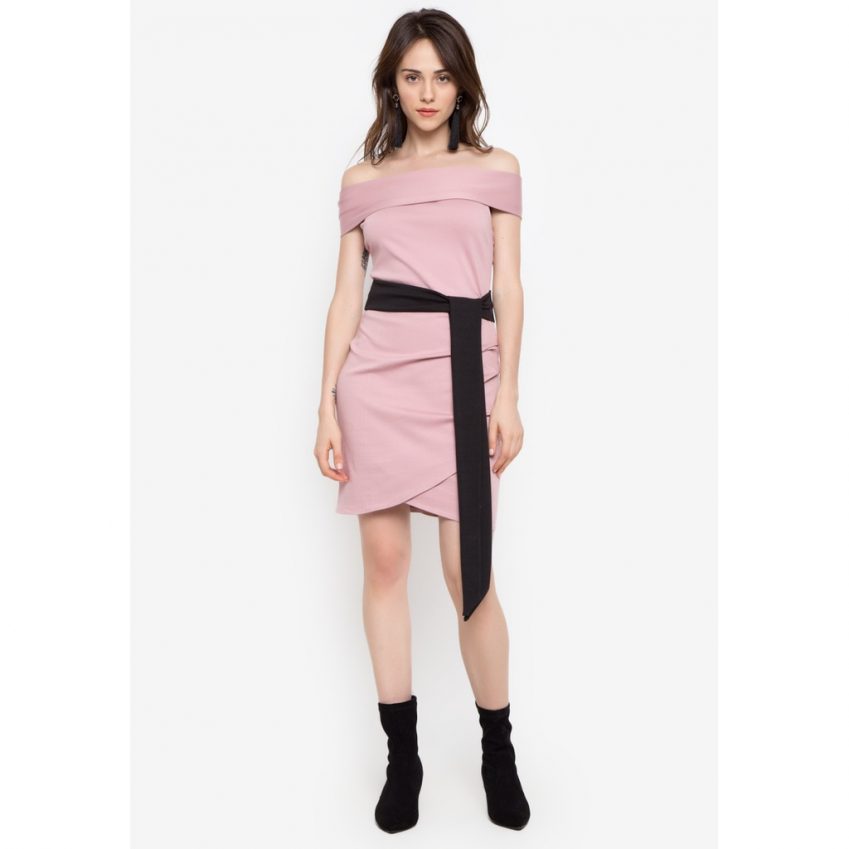 Dusty Rose Off-Shoulder Dress