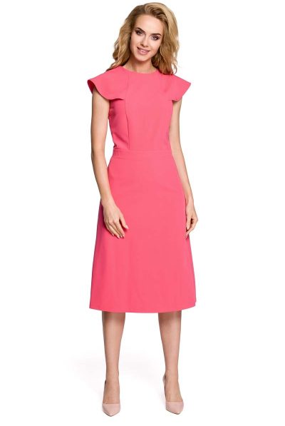 Peach Midi Flare & Frill Dress