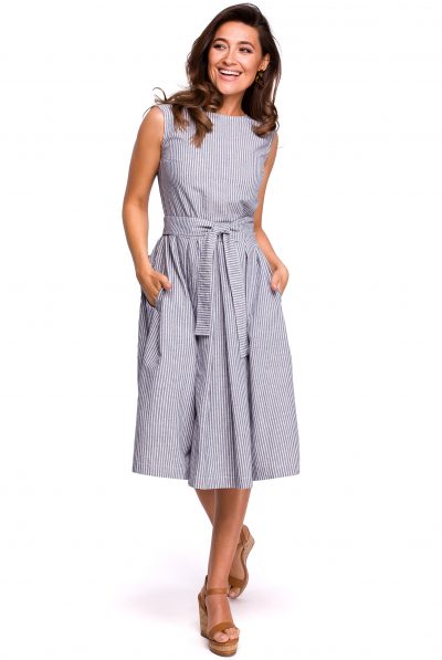 Pin Stripe Pockets Dress