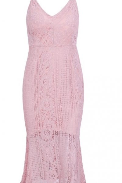 Pink Fishtail Lace Dress