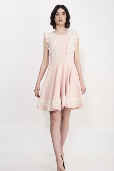 pink flying shoulder dress