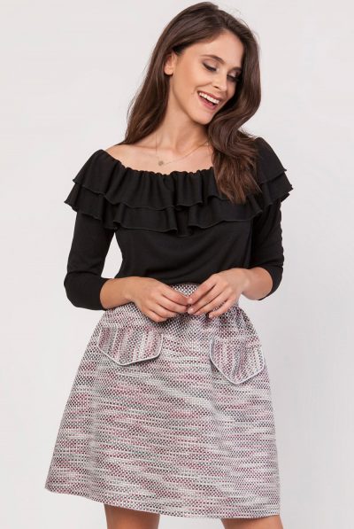 Pink & Grey Tweed Skirt