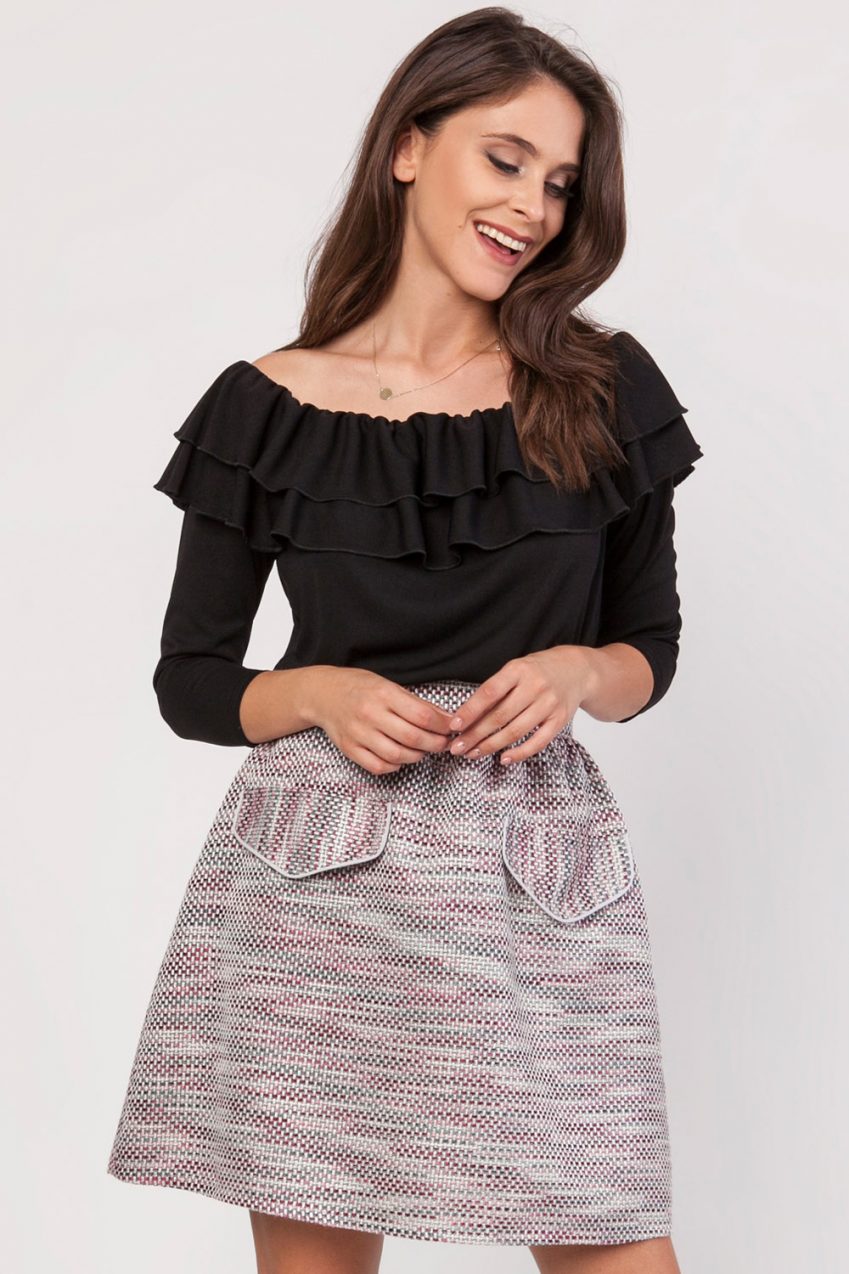 Pink & Grey Tweed Skirt