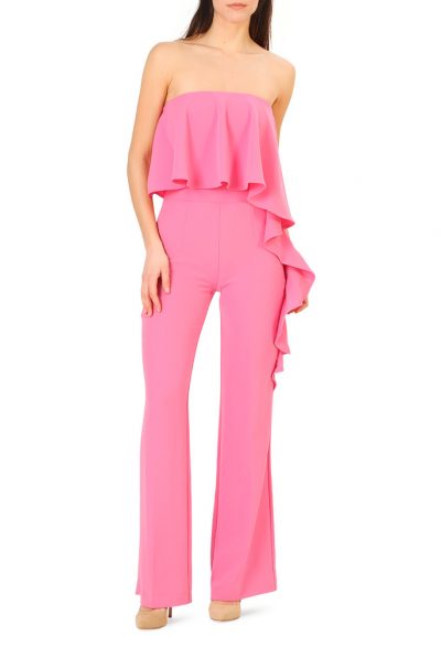 Annarita Pink Ruffle Jumpsuit