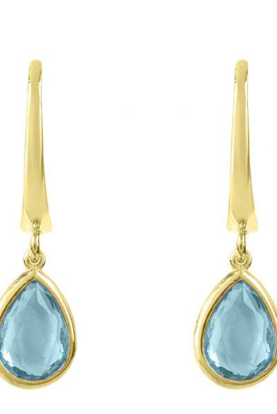 Latelite London Pisa Mini Teardrop Earring Gold Blue Topaz