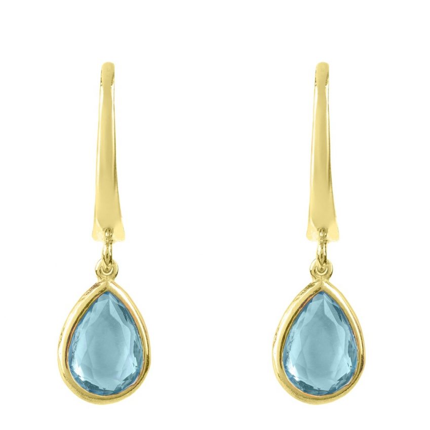 Latelite London Pisa Mini Teardrop Earring Gold Blue Topaz