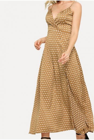Mocha Summer Polka Dot Dress