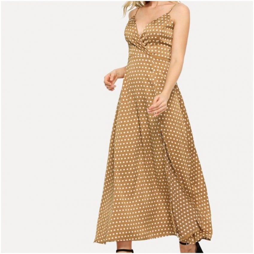 Mocha Summer Polka Dot Dress