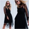 Layered Black Tulle Dress - Image 2