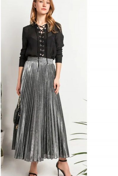 Silver Grey Pleated Skirt
