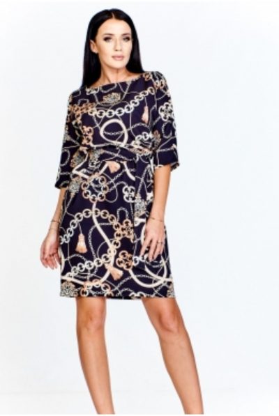 Black Chain Print Dress