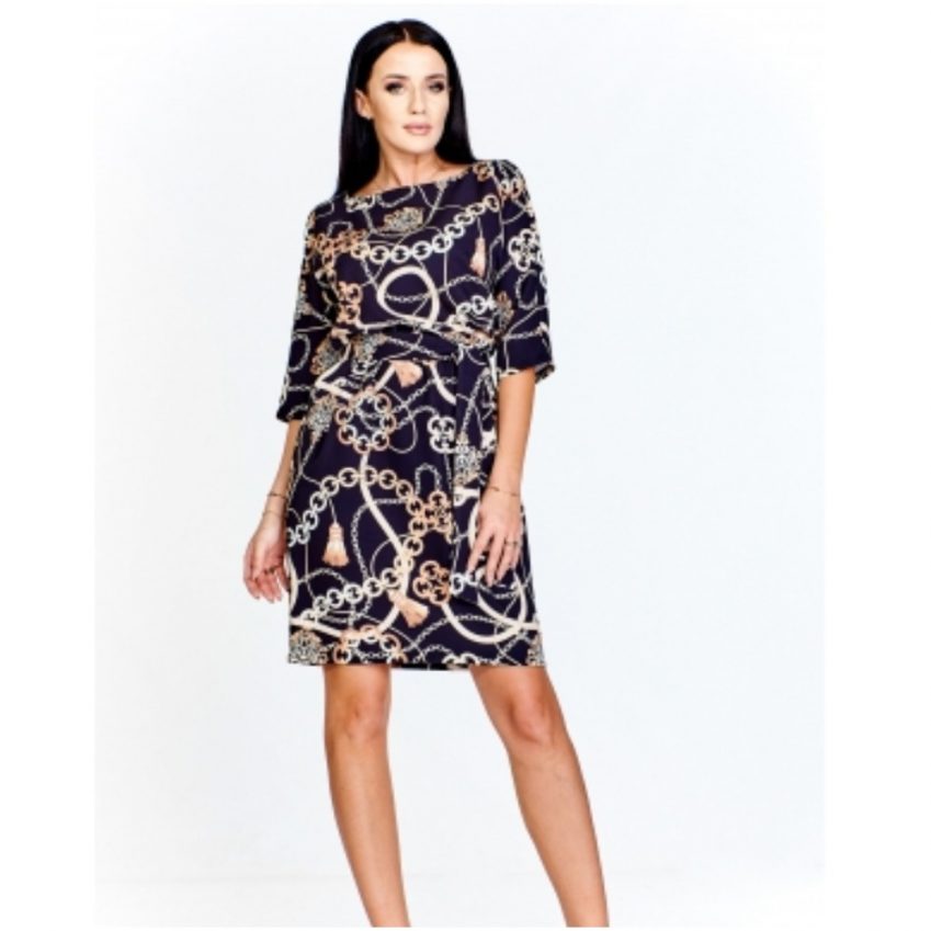 Black Chain Print Dress