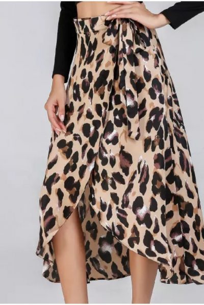 Leopard Print Wrap Skirt