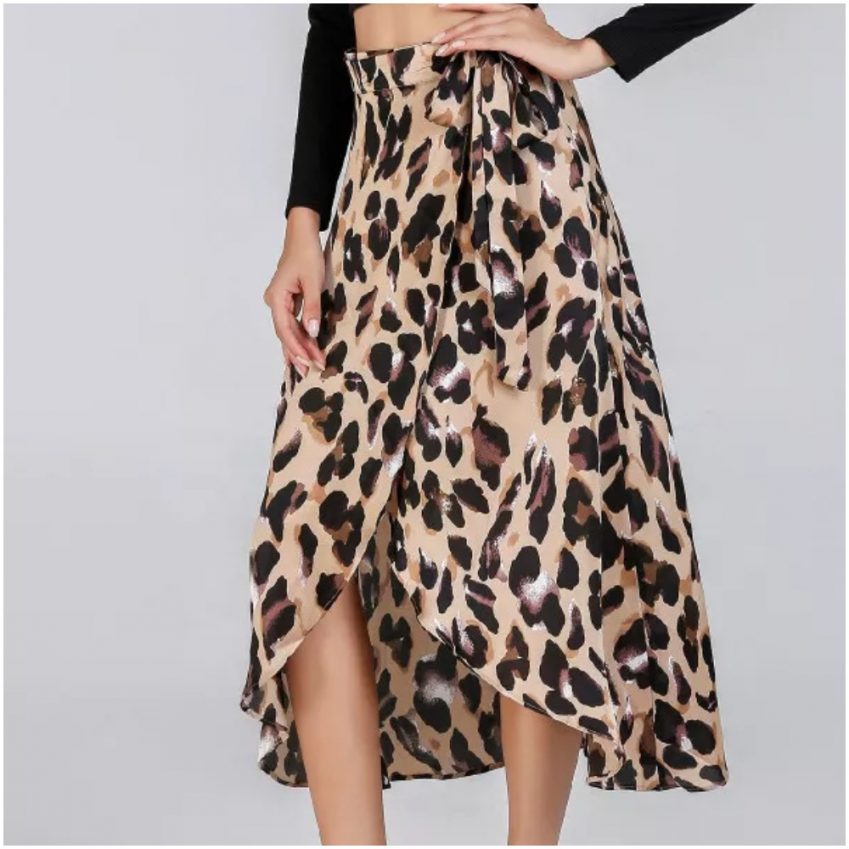 Leopard Print Wrap Skirt
