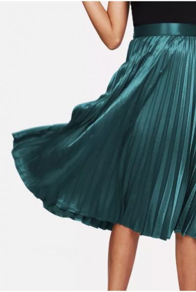 Green Pleated Skirt