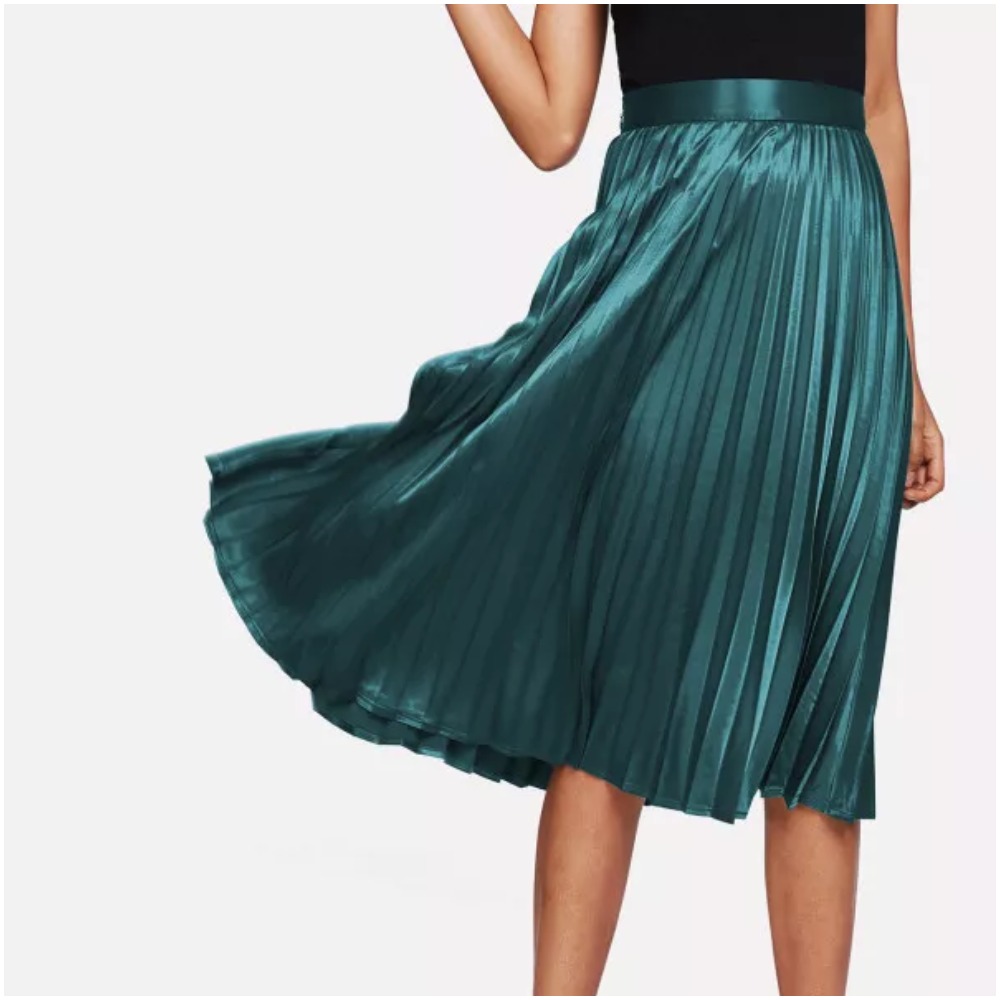 Green Pleated Skirt