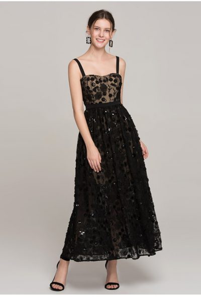 Empress Black Sequin Embroidered Dress