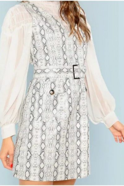 Snakeskin Belted Dress