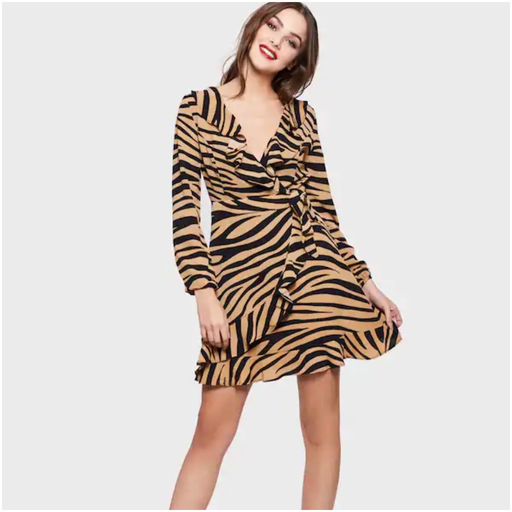 Zebra Print Wrap Dress Online Sales, UP TO 66% OFF |  www.turismevallgorguina.com