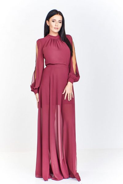 Grape Chiffon Long Dress