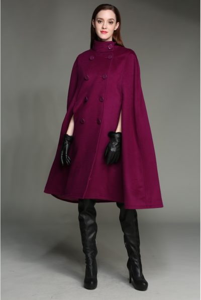 Wool double-breasted coat jacket cloak