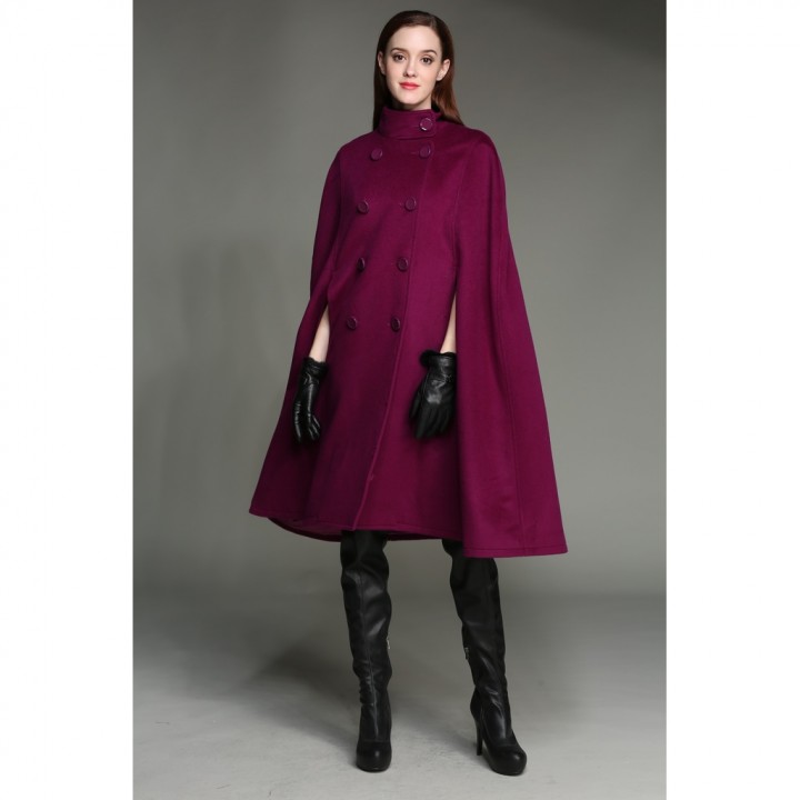 Wool double-breasted coat jacket cloak