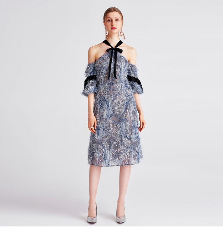 Empress Latern Feather & Sequin Dress