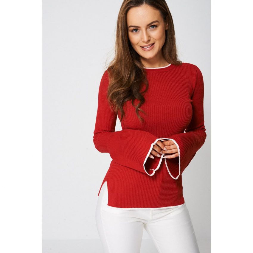 Red Bell Sleeve Top