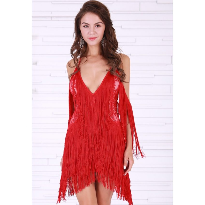 Red Fringe Tassel Dress