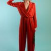Red Satin Jumpsuit - Image 2