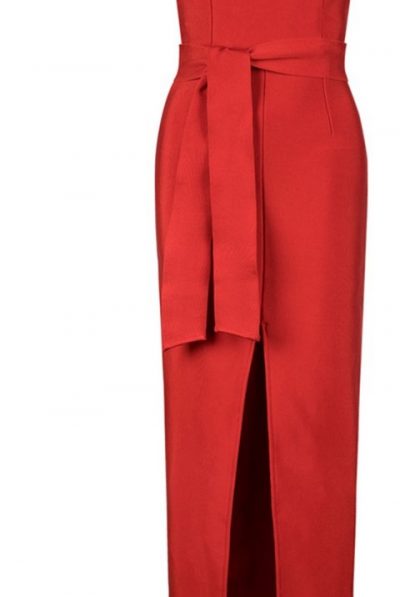 Red Bandeau Tie Dress