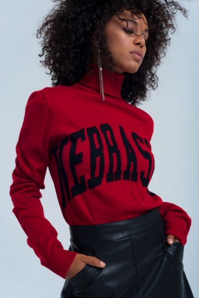 Red Turtleneck Jumper