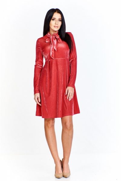 Velvet Orange Red Swing Dress