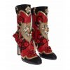 Dolce & Gabbana Roses Embroidered Enchanted Heart Swarovski Crystal Boots - Image 3