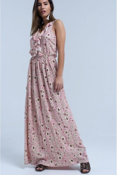 Pink Ruffles Maxi Dress