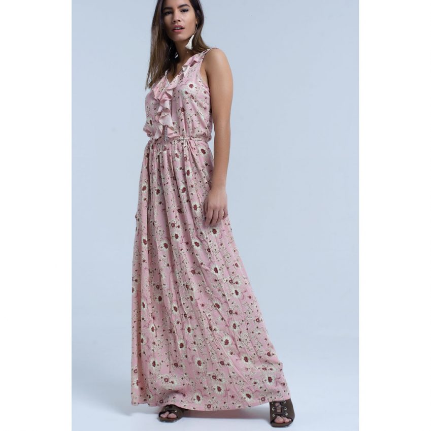 Pink Ruffles Maxi Dress