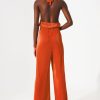 Orange Satin Wide Leg Jumpsuit - Image 2