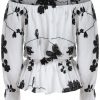 Monochrome Off the Shoulder Floral Blouse - Image 2