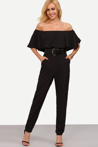 Midnight Black Off Shoulder Jumpsuit