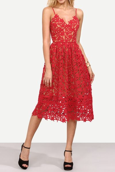 Leliana Lace Out Red Dress