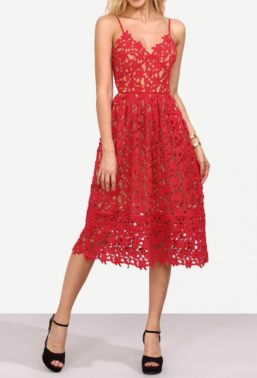 Leliana Lace Out Red Dress