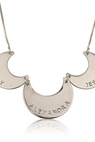 Sterling Silver Engraved Linked Family Necklace