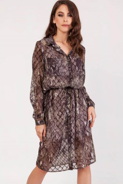 Snakeskin Chiffon Print Dress