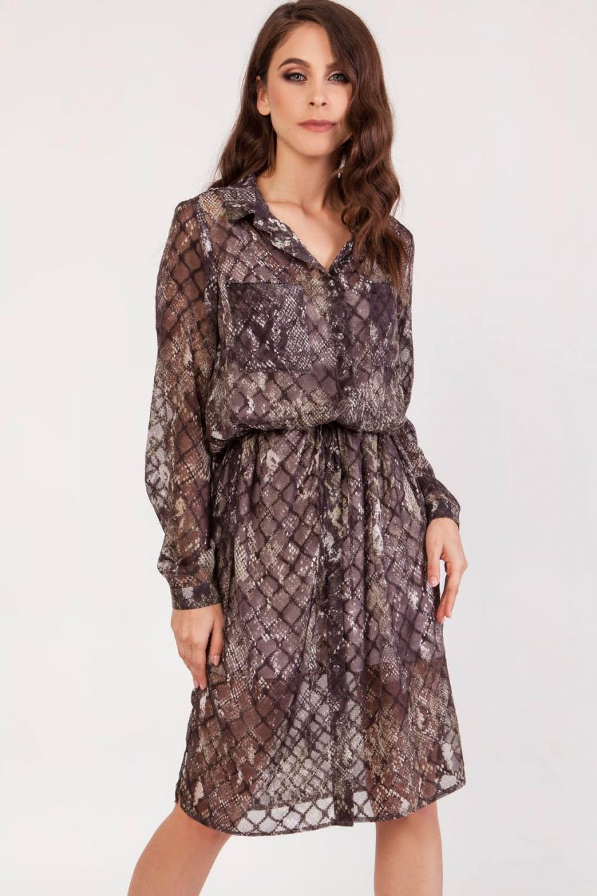 Snakeskin Chiffon Print Dress