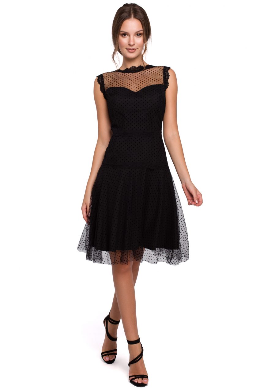 Mid-Night Mesh Polka Dot Dress