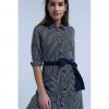 Black A-line pinstripe dress - Image 2